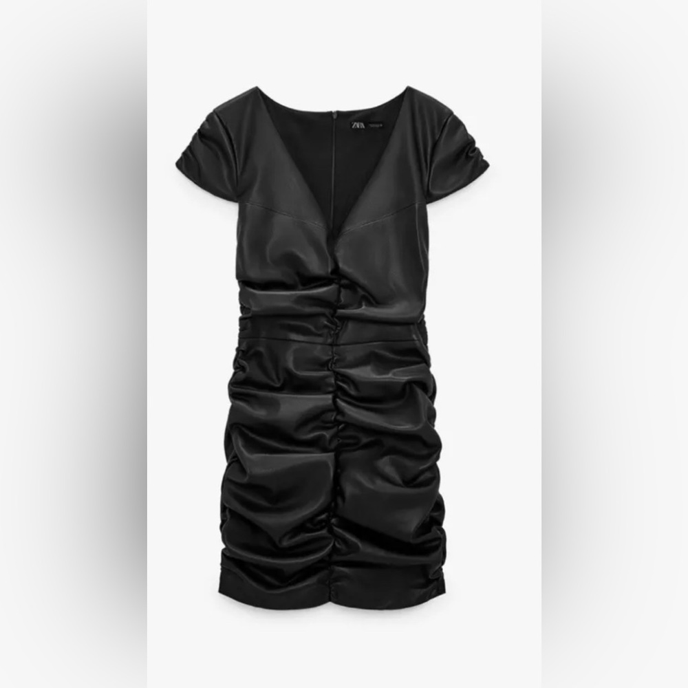 Black Zara faux leather mini dress